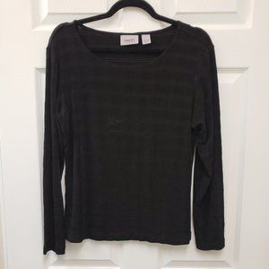 Chico's Travelers, black textured knit slinky, soft, pull over, long sleeve top